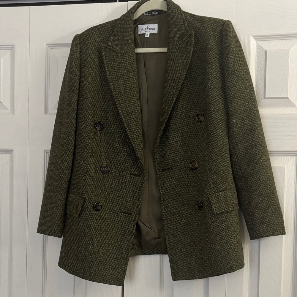 Valentino Olive Green Double-Breasted Blazer
